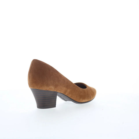 Clarks Teresa Step 26167835 Womens Brown Suede Slip On Pumps Heels Shoes