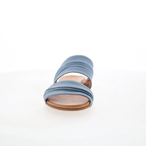 Miz Mooz Tevin Womens Blue Leather Slip On Slides Sandals Shoes