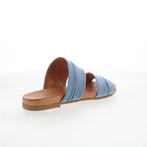 Miz Mooz Tevin Womens Blue Leather Slip On Slides Sandals Shoes