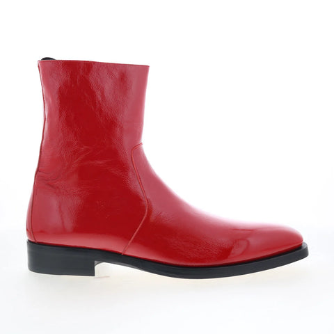 Mezlan Textured Hi Shine 21572 Mens Red Leather Zipper Casual Dress Boots