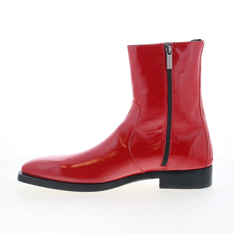 Mezlan Textured Hi Shine 21572 Mens Red Leather Zipper Casual Dress Boots