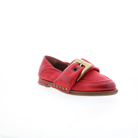 A.S. 98 Thaine Womens Red Leather Hook & Loop Loafer Flats Shoes