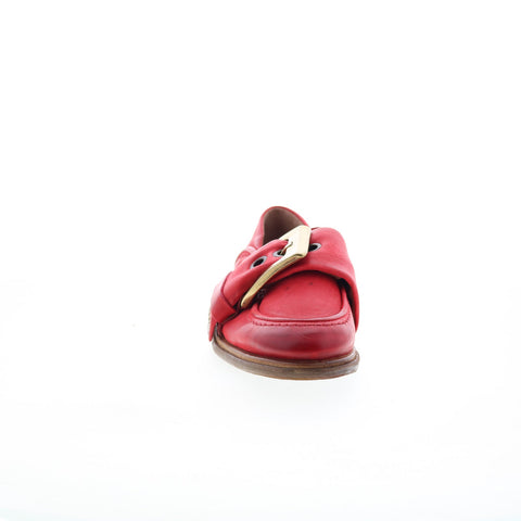 A.S. 98 Thaine Womens Red Leather Hook & Loop Loafer Flats Shoes