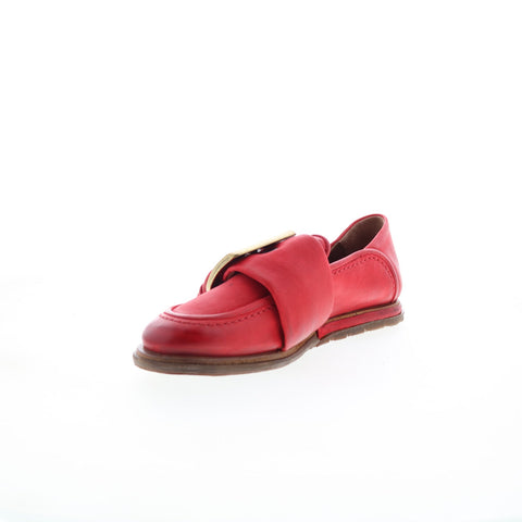 A.S. 98 Thaine Womens Red Leather Hook & Loop Loafer Flats Shoes