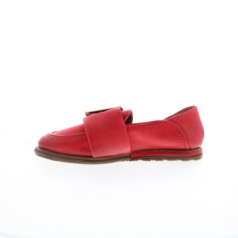 A.S. 98 Thaine Womens Red Leather Hook & Loop Loafer Flats Shoes