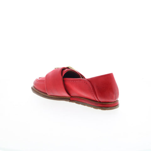 A.S. 98 Thaine Womens Red Leather Hook & Loop Loafer Flats Shoes