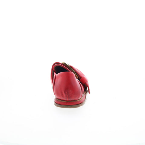 A.S. 98 Thaine Womens Red Leather Hook & Loop Loafer Flats Shoes