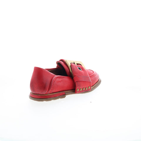 A.S. 98 Thaine Womens Red Leather Hook & Loop Loafer Flats Shoes