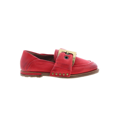 A.S. 98 Thaine Womens Red Leather Hook & Loop Loafer Flats Shoes