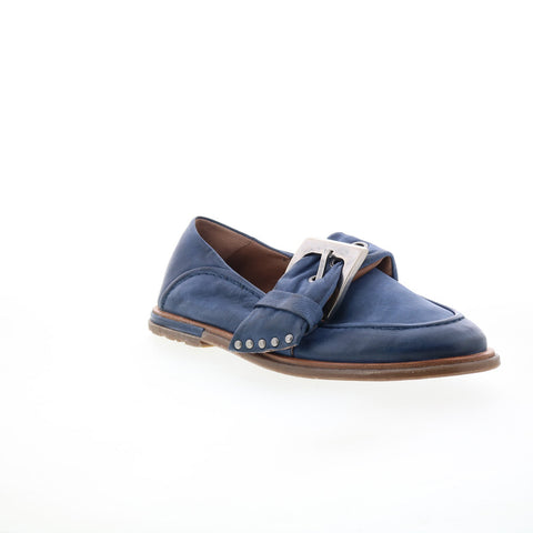 A.S. 98 Thaine Womens Blue Leather Hook & Loop Loafer Flats Shoes