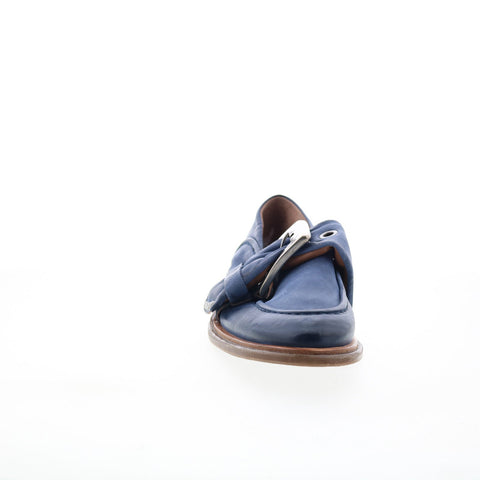 A.S. 98 Thaine Womens Blue Leather Hook & Loop Loafer Flats Shoes