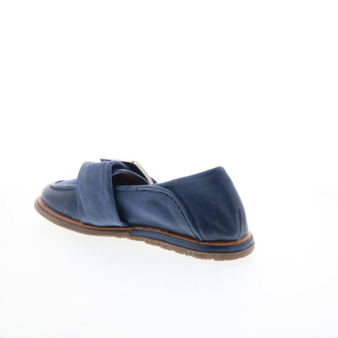 A.S. 98 Thaine Womens Blue Leather Hook & Loop Loafer Flats Shoes