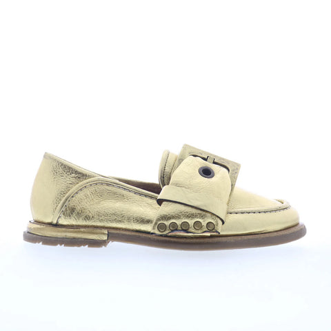 A.S. 98 Thaine Womens Gold Leather Slip On Loafer Flats Shoes