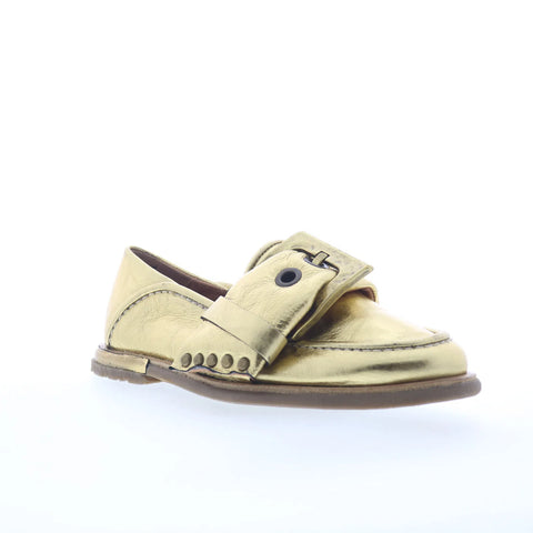 A.S. 98 Thaine Womens Gold Leather Slip On Loafer Flats Shoes