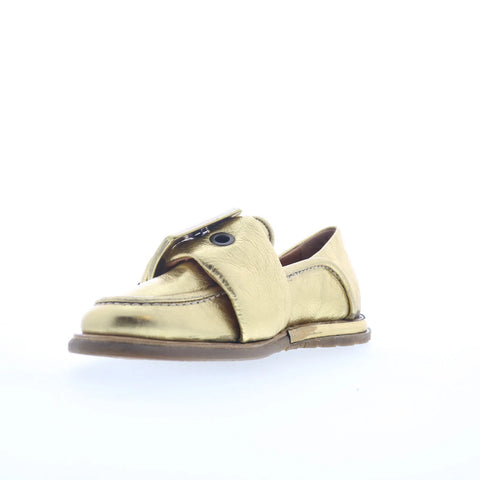 A.S. 98 Thaine Womens Gold Leather Slip On Loafer Flats Shoes