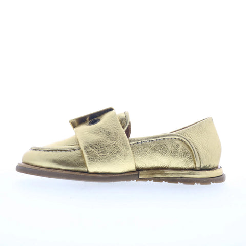 A.S. 98 Thaine Womens Gold Leather Slip On Loafer Flats Shoes