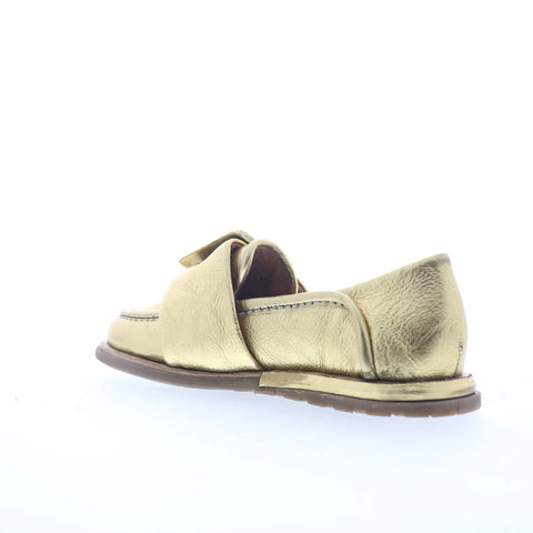 A.S. 98 Thaine Womens Gold Leather Slip On Loafer Flats Shoes
