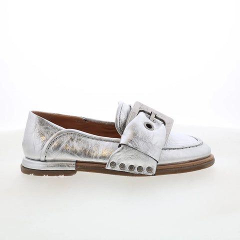 A.S. 98 Thaine Womens Silver Leather Slip On Loafer Flats Shoes