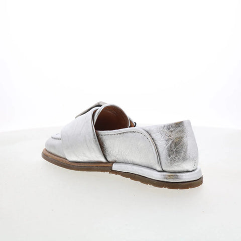 A.S. 98 Thaine Womens Silver Leather Slip On Loafer Flats Shoes