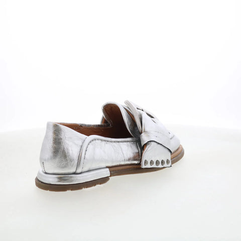 A.S. 98 Thaine Womens Silver Leather Slip On Loafer Flats Shoes