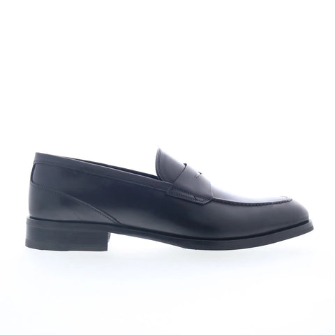 Pastori by Di Bianco Calfskin Mens Black Loafers & Slip Ons Penny Shoes