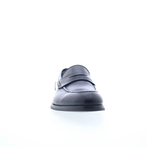 Pastori by Di Bianco Calfskin Mens Black Loafers & Slip Ons Penny Shoes