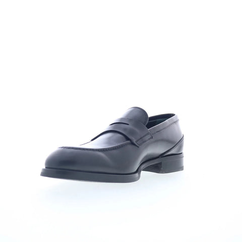 Pastori by Di Bianco Calfskin Mens Black Loafers & Slip Ons Penny Shoes