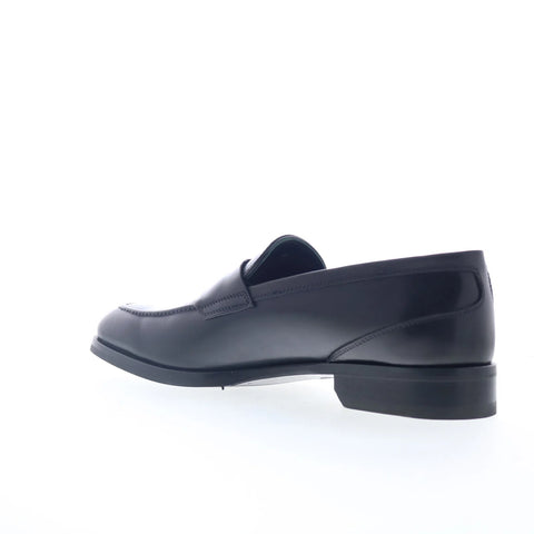 Pastori by Di Bianco Calfskin Mens Black Loafers & Slip Ons Penny Shoes