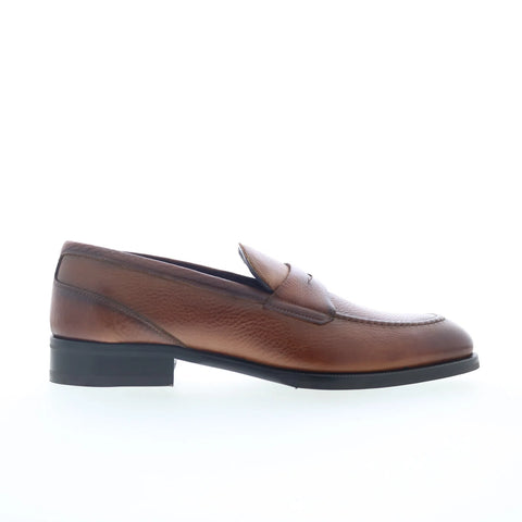 Pastori by Di Bianco Theodore Pebble Grain Mens Brown Loafers Penny Shoes