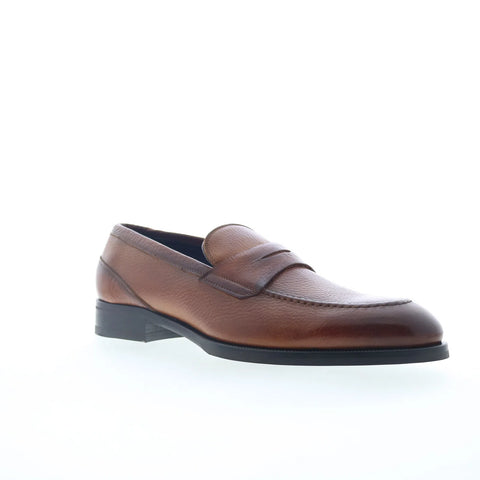 Pastori by Di Bianco Theodore Pebble Grain Mens Brown Loafers Penny Shoes