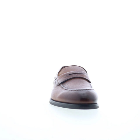 Pastori by Di Bianco Theodore Pebble Grain Mens Brown Loafers Penny Shoes