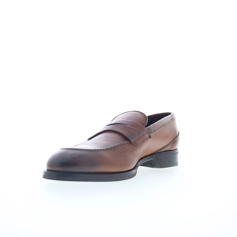 Pastori by Di Bianco Theodore Pebble Grain Mens Brown Loafers Penny Shoes