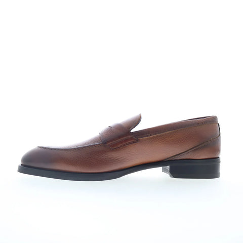 Pastori by Di Bianco Theodore Pebble Grain Mens Brown Loafers Penny Shoes