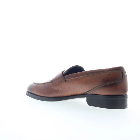 Pastori by Di Bianco Theodore Pebble Grain Mens Brown Loafers Penny Shoes
