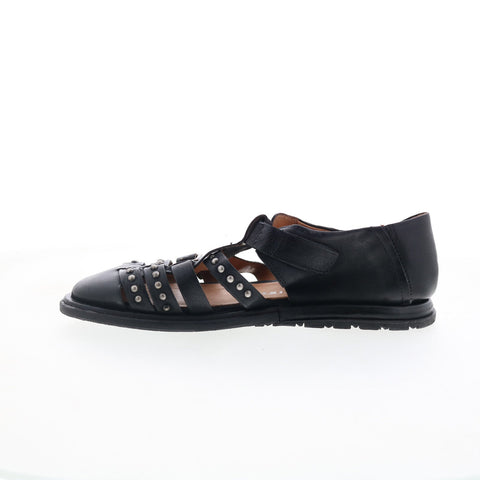 A.S. 98 Thorpe Womens Black Leather Hook & Loop Loafer Flats Shoes