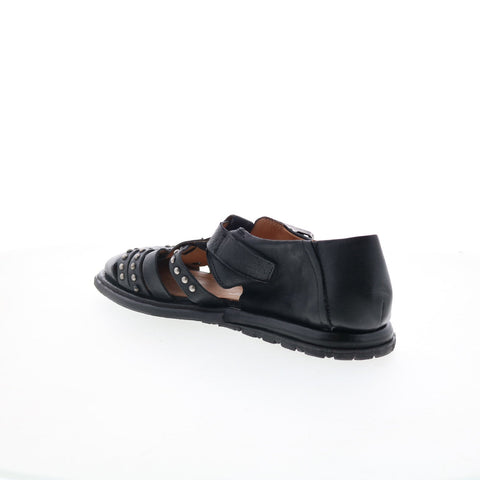 A.S. 98 Thorpe Womens Black Leather Hook & Loop Loafer Flats Shoes