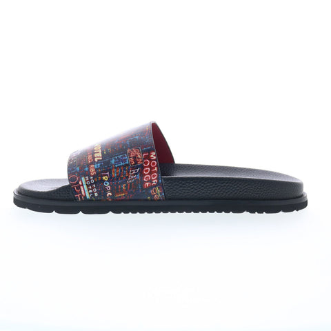 Robert Graham Thrash Mens Black Leather Slip On Slides Sandals Shoes
