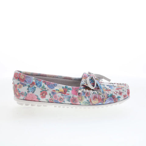 Minnetonka Thunderbird Animikii 617TB Womens Pink Canvas Loafer Flats Shoes