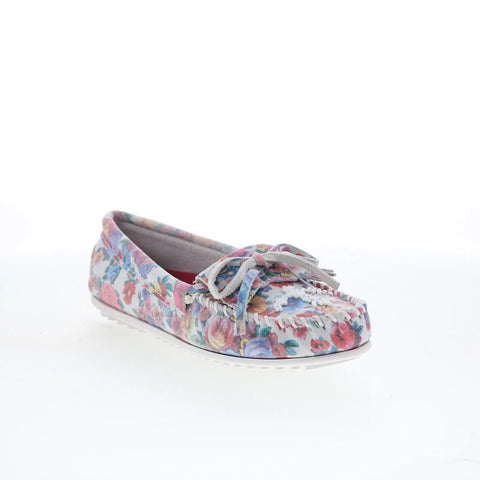 Minnetonka Thunderbird Animikii 617TB Womens Pink Canvas Loafer Flats Shoes