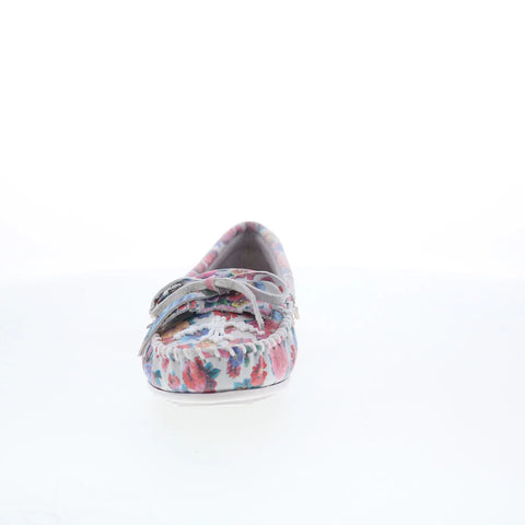Minnetonka Thunderbird Animikii 617TB Womens Pink Canvas Loafer Flats Shoes