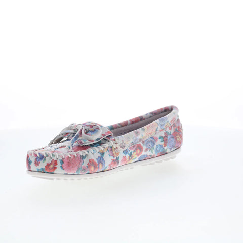Minnetonka Thunderbird Animikii 617TB Womens Pink Canvas Loafer Flats Shoes