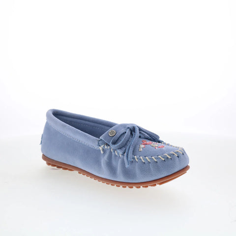 Minnetonka Thunderbird Animikii 626TB Womens Blue Suede Loafer Flats Shoes