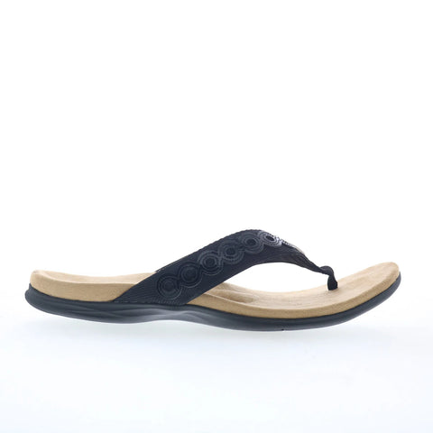 Spenco Tierra SP1153BLK Womens Black Canvas Flip-Flops Sandals Shoes