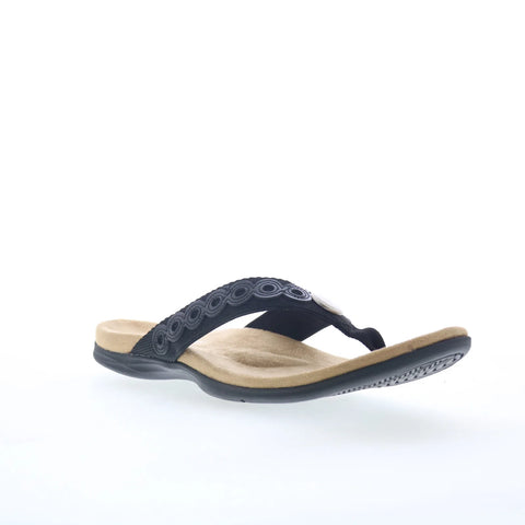 Spenco Tierra SP1153BLK Womens Black Canvas Flip-Flops Sandals Shoes