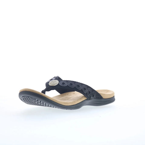 Spenco Tierra SP1153BLK Womens Black Canvas Flip-Flops Sandals Shoes