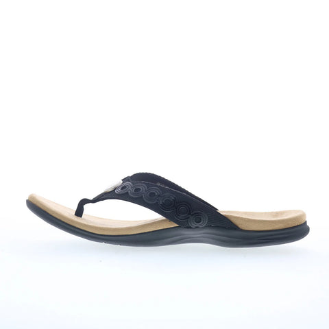 Spenco Tierra SP1153BLK Womens Black Canvas Flip-Flops Sandals Shoes
