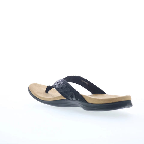 Spenco Tierra SP1153BLK Womens Black Canvas Flip-Flops Sandals Shoes
