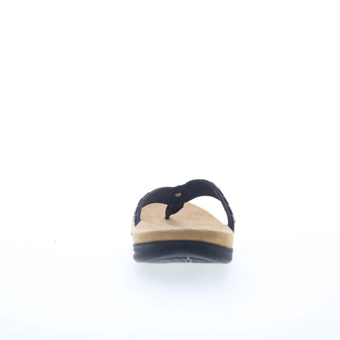 Spenco Tierra SP1153BLK Womens Black Canvas Flip-Flops Sandals Shoes