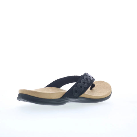 Spenco Tierra SP1153BLK Womens Black Canvas Flip-Flops Sandals Shoes