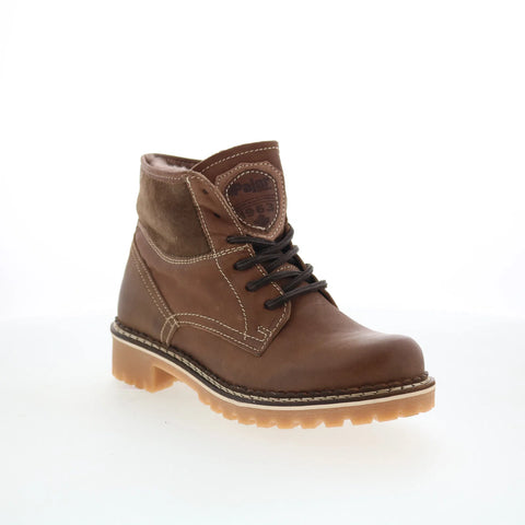 Pajar Tijay 54721 Womens Brown Leather Lace Up Ankle & Booties Boots